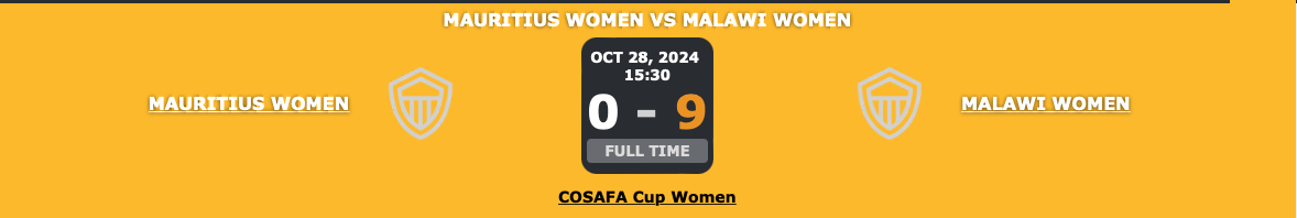 Mauritius vs Malawi women cosafa cup